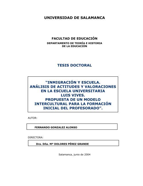 universidad de salamanca tesis doctoral —inmigraciìn y escuela ...