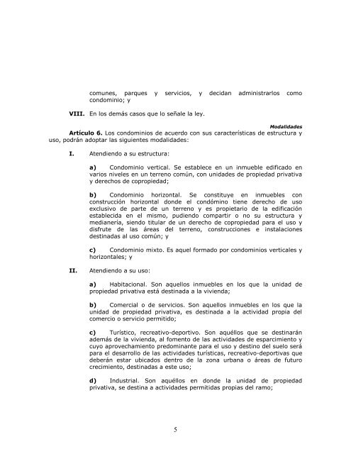 ley de propiedad en condominio de inmuebles para el estado de ...