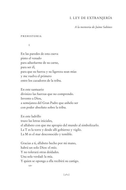 Poema 'Prehistoria', de José Emilio Pacheco, incluido en