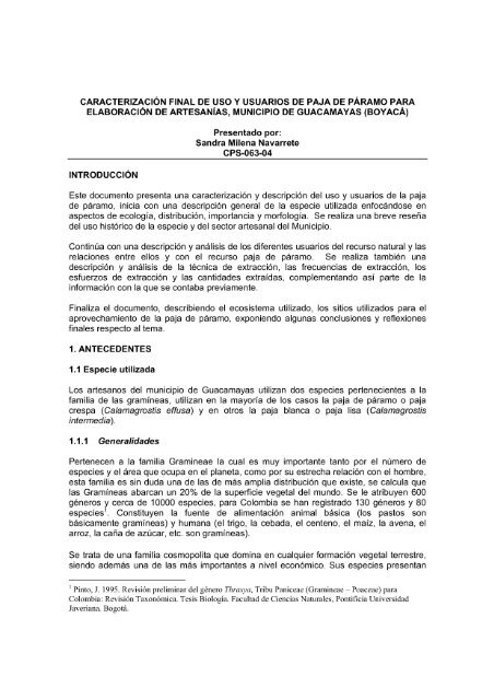 CARACTERIZACiÓN FINAL DE USO Y USUARIOS DE PAJA DE ...