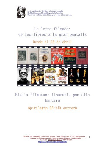 La letra filmada - ARTIUM - Biblioteca y Centro de Documentación