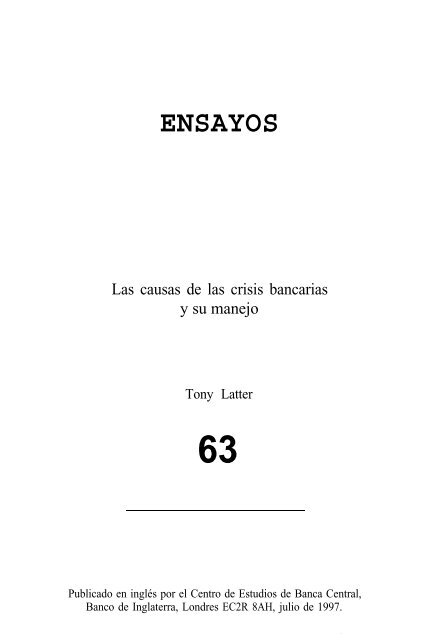 Las causas de las crisis bancarias y su manejo - Centro de Estudios ...