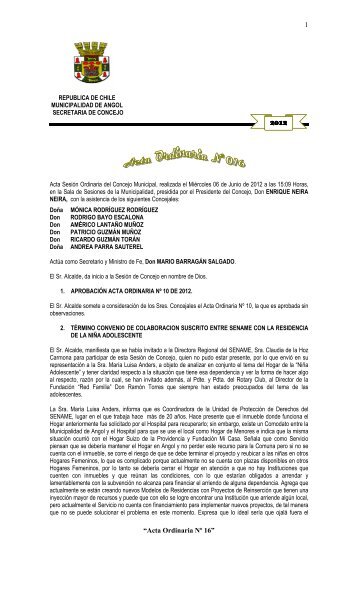 Acta Concejo Municipal N° 16 - Angol