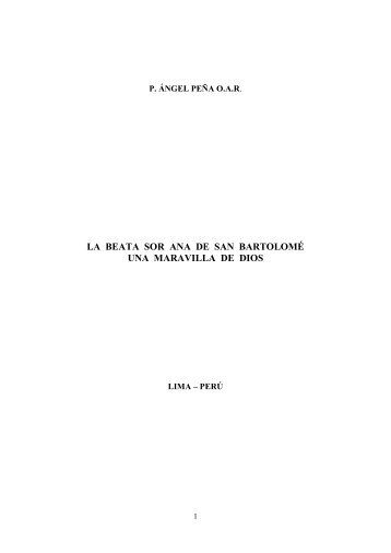 la beata sor ana de san bartolomé una maravilla ... - Autores Catolicos