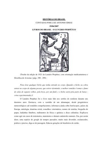 HISTÓRIAS DO BRASIL CONTADAS POR LUIZ ANTONIO SIMAS 29/06/2007 ...