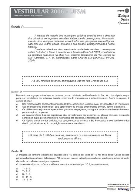 Biologia Física Química - Coperves - UFSM