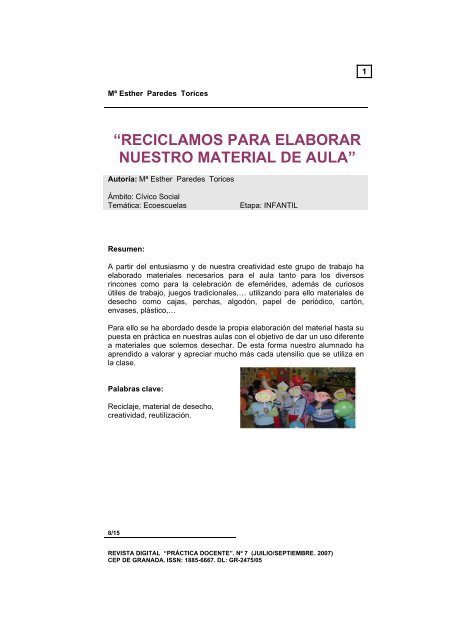 reciclamos para elaborar nuestro material de aula - Centro del ...