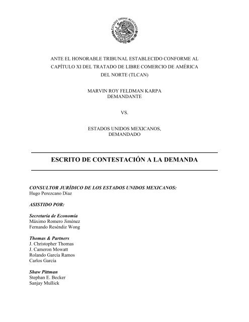 Contestación a la demanda México - Secretaría de Economía