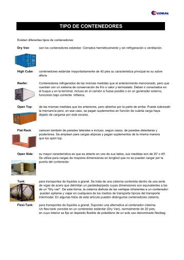 CONTENEDORES MARITIMOS - Coral Transports