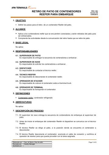 retiro de patio de contenedores reefer para ... - APM Terminals