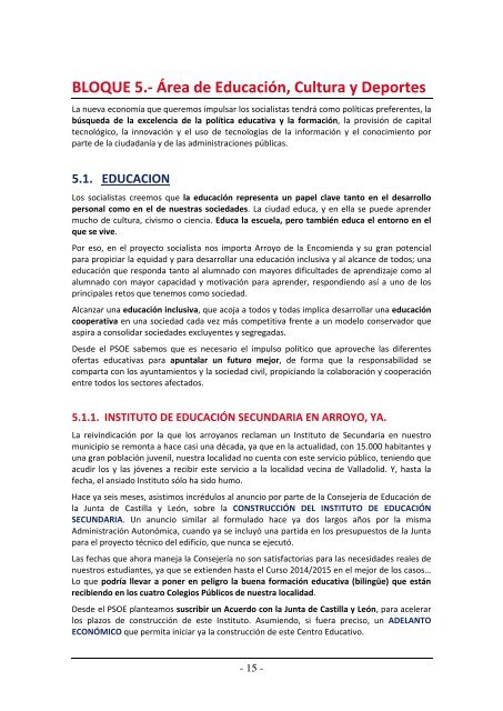 Programa Electoral del PSOE para Arroyo de la ... - Arroyo al Día