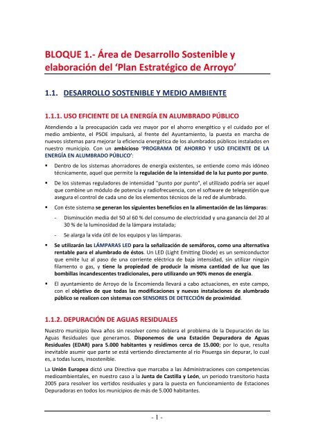 Programa Electoral del PSOE para Arroyo de la ... - Arroyo al Día