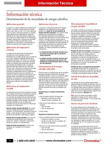 Chromalox Determinación de las necesidades de energía calorífica