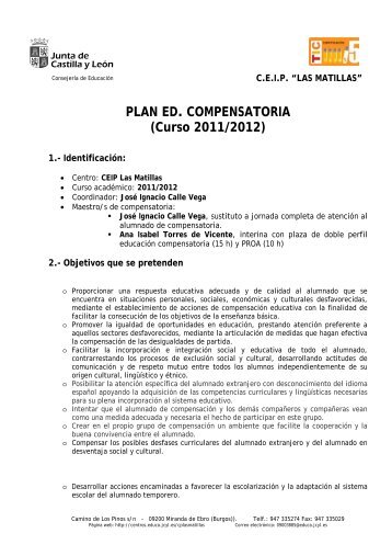 PLAN ED. COMPENSATORIA - CEIP Las Matillas - Junta de Castilla ...