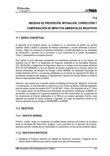 11.0 MEDIDAS DE PREVENCIÓN, MITIGACIÓN, CORRECCIÓN Y ...