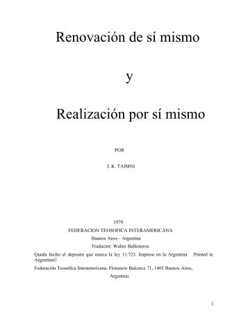 Renovación de sí mismo - Sociedad Teosófica Española