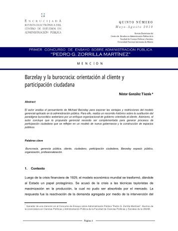 Barzelay y la burocracia: orientación al cliente y participación ...