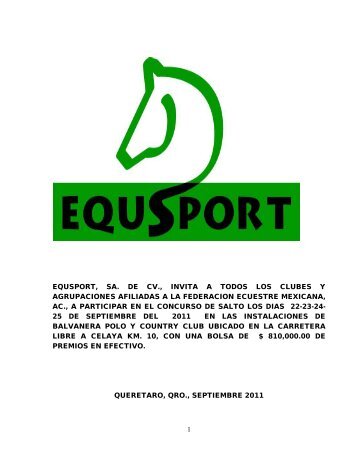 1 equsport, sa. de cv., invita a todos los clubes y agrupaciones ...