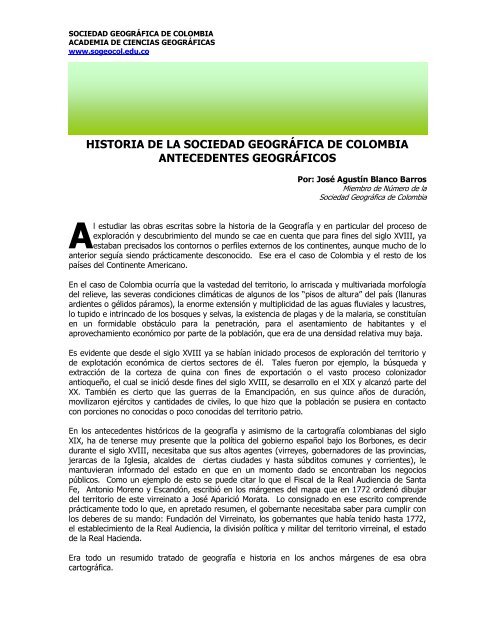 historia de la sociedad geográfica de colombia antecedentes ...