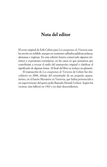 Nota del editor - Ediciones Urano