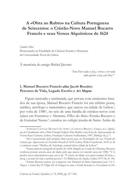 A «Obra ao Rubro - Cátedra de Estudos Sefarditas "Alberto ...