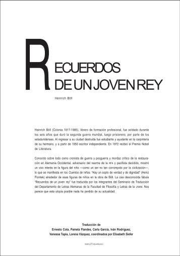 ECUERDOS DE UN JOVEN REY