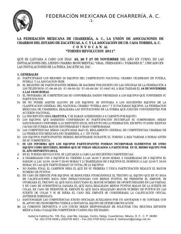 CONVOCATORIA oficial del TORNEO REVOLUCIÓN ... - charro usa