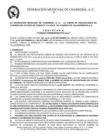 Convocatoria - Federación Mexicana de Charrería, AC