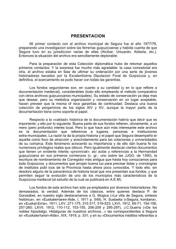 Colección Diplomática del Concejo de Segura (Guipúzcoa). (1290 ...