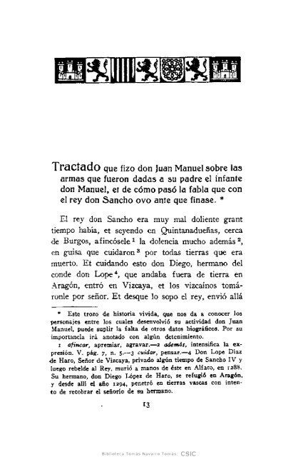 DON JUAN MANUEL : - Biblioteca Tomás Navarro Tomás