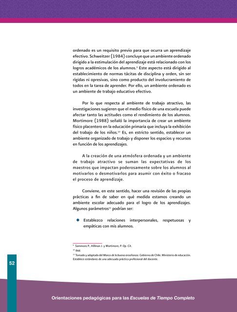 Orientaciones pedagógicas para las Escuelas de Tiempo Completo