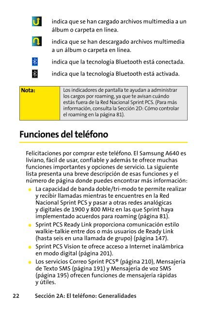 Teléfono Samsung® A640 Sprint PCS Vision® www ... - Sprint Support