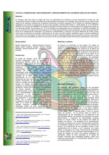 colecta, conservación, caracterización y aprovechamiento ... - sinarefi
