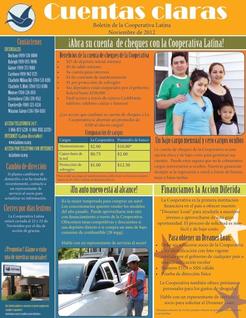 Cuentas claras Nov 2012 - Latino Community Credit Union