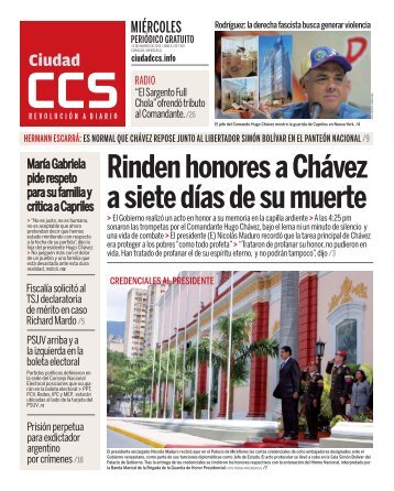 Rinden honores a Chávez a siete días de su muerte - Ciudad CCS