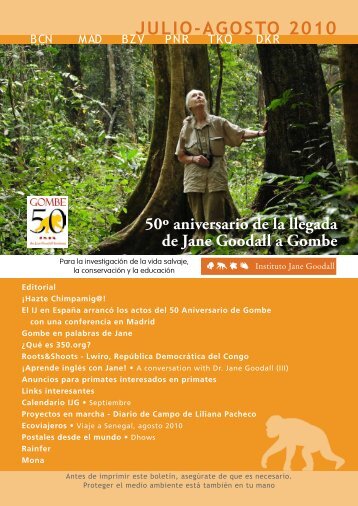 JULIO-AGOSTO 2010 - Instituto Jane Goodall