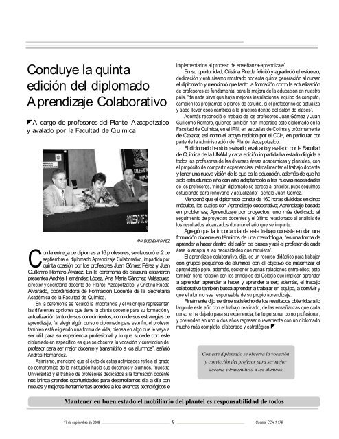 Número 1176 17 de septiembre de 2008 - CCH - UNAM
