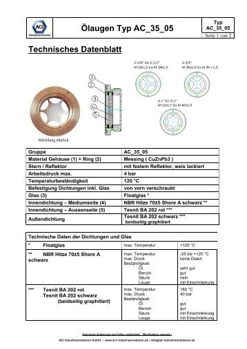 Ölaugen Typ AC_35_05 - ACI - Industriearmaturen