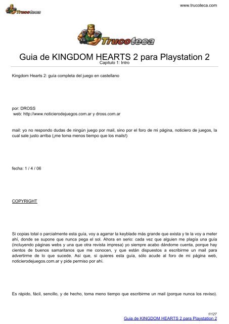 Guia de KINGDOM HEARTS 2 para Playstation 2 - Trucoteca.com
