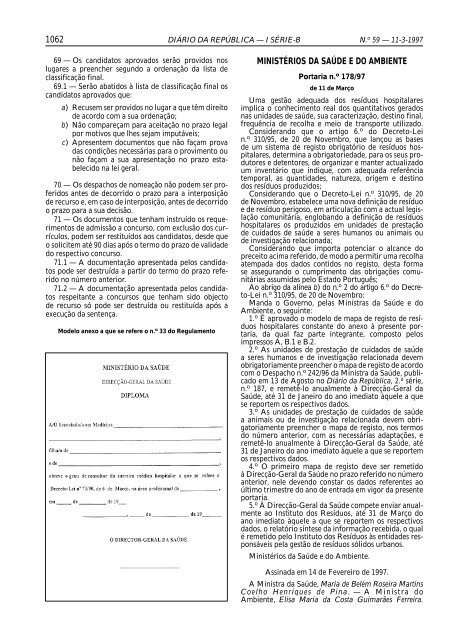 Portaria nº 177/97 de 11 de Março - ACSS - Ministério da Saúde