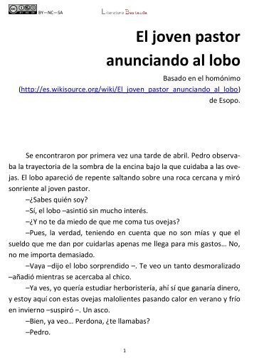 El joven pastor anunciando al lobo - Literatura Bastarda