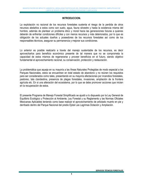 Programa de Manejo Forestal Simplificado para ... - sinat - Semarnat