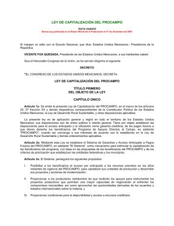 ley de capitalización del procampo - Secretaría de Hacienda y ...