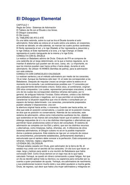 El Diloggun Elemental Santeria E Ifa - 