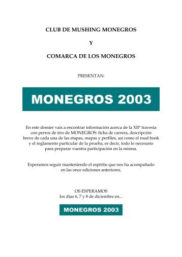 CLUB DE MUSHING MONEGROS Y COMARCA DE LOS ... - nordicCa