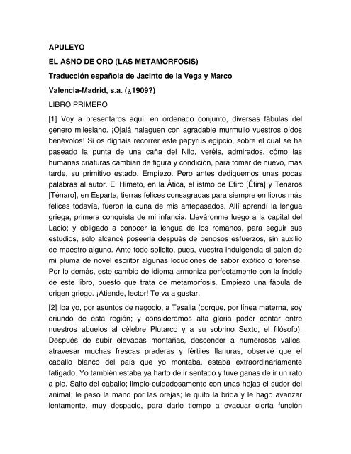 Apuleyo El Asno De Oro Las Historia Antigua