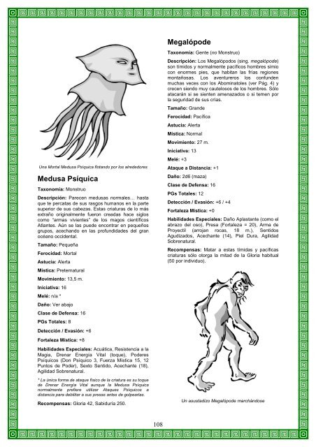 Compendio de Criaturas - Mazes & Minotaurs