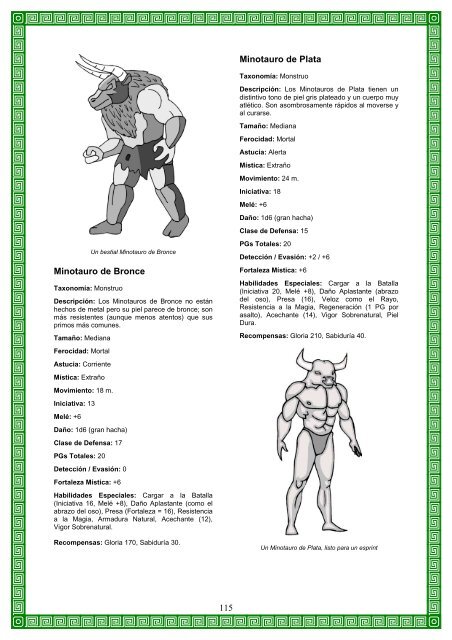 Compendio de Criaturas - Mazes & Minotaurs