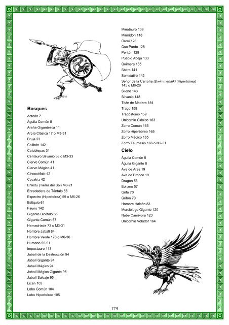 Compendio de Criaturas - Mazes & Minotaurs