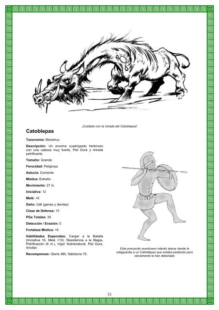 Compendio de Criaturas - Mazes & Minotaurs